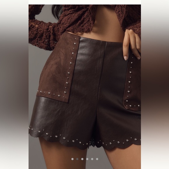 Anthropologie Pants - Anthropologie Studded Faux
Leather Shorts, Size 10 UK 14